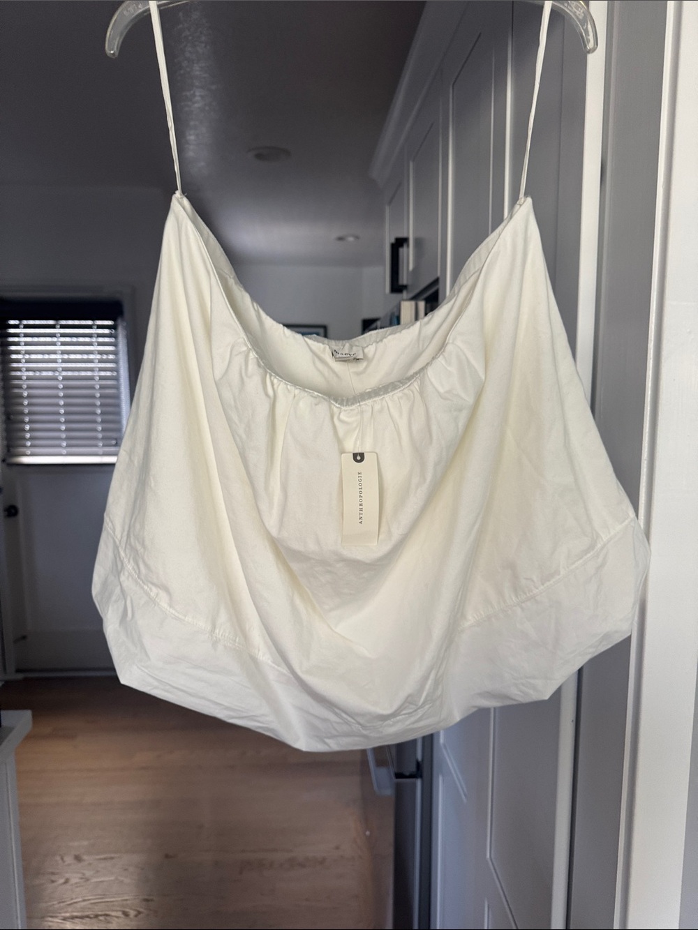 Maeve White bubble strapless top